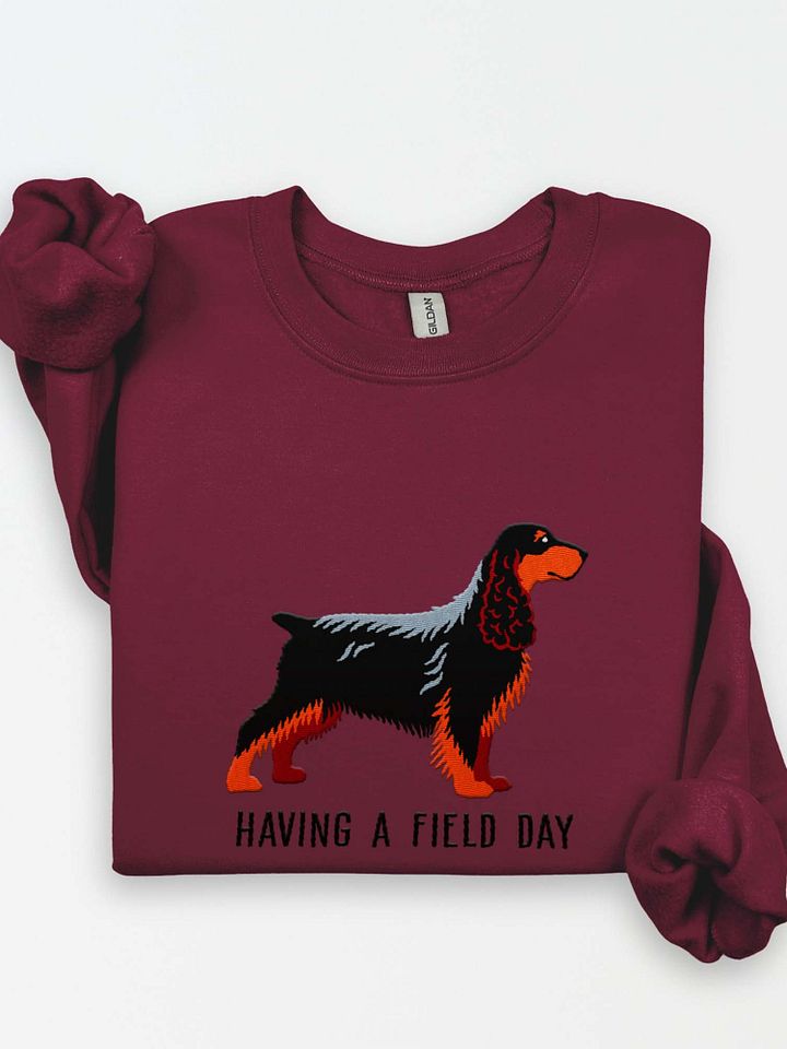 Having a Field Day Sweatshirt (Embroidered) of a Field Spaniel(Black & Tan) product image (1)