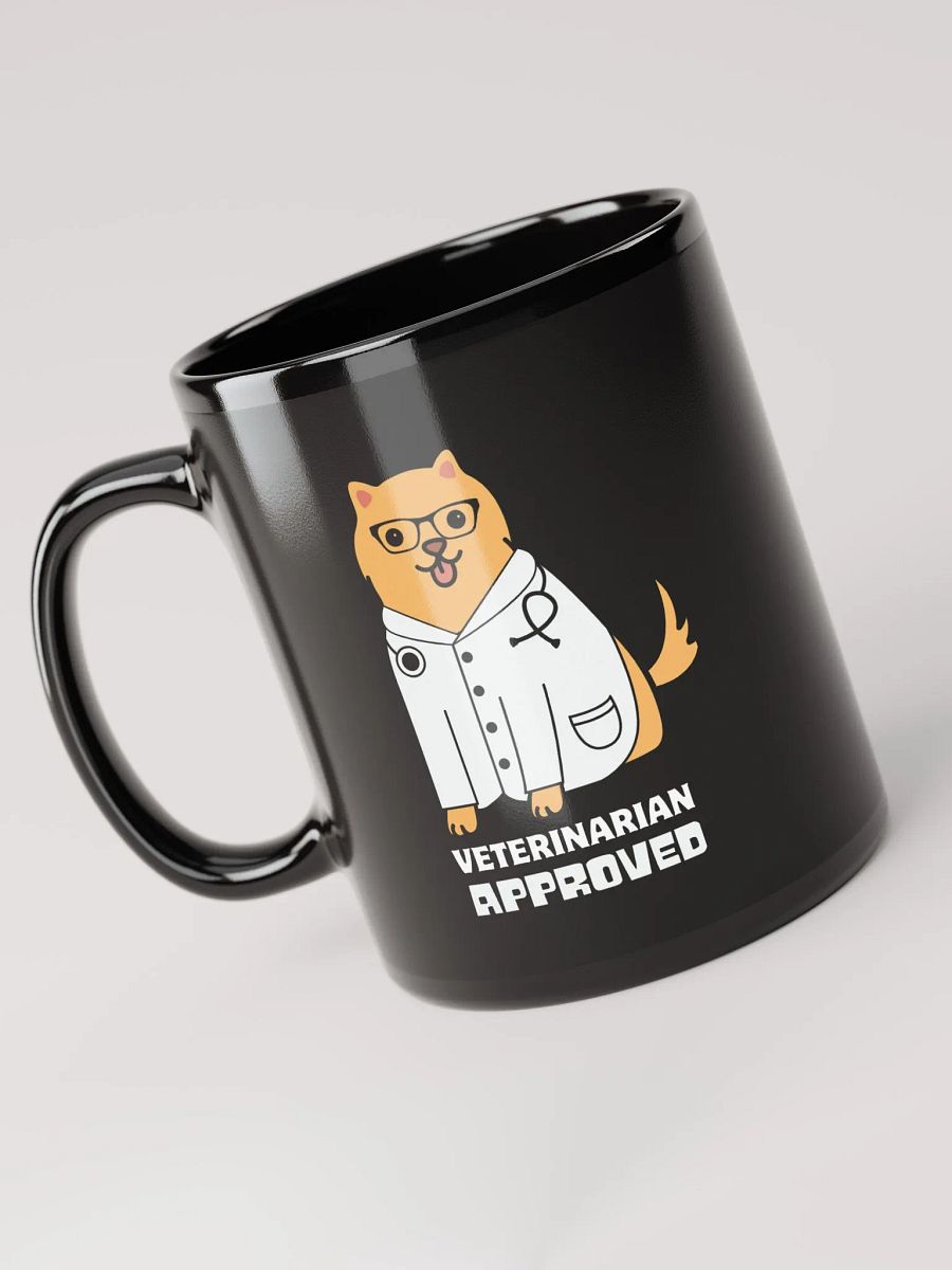 "Veterinarian approbed" black glossy mug product image (4)