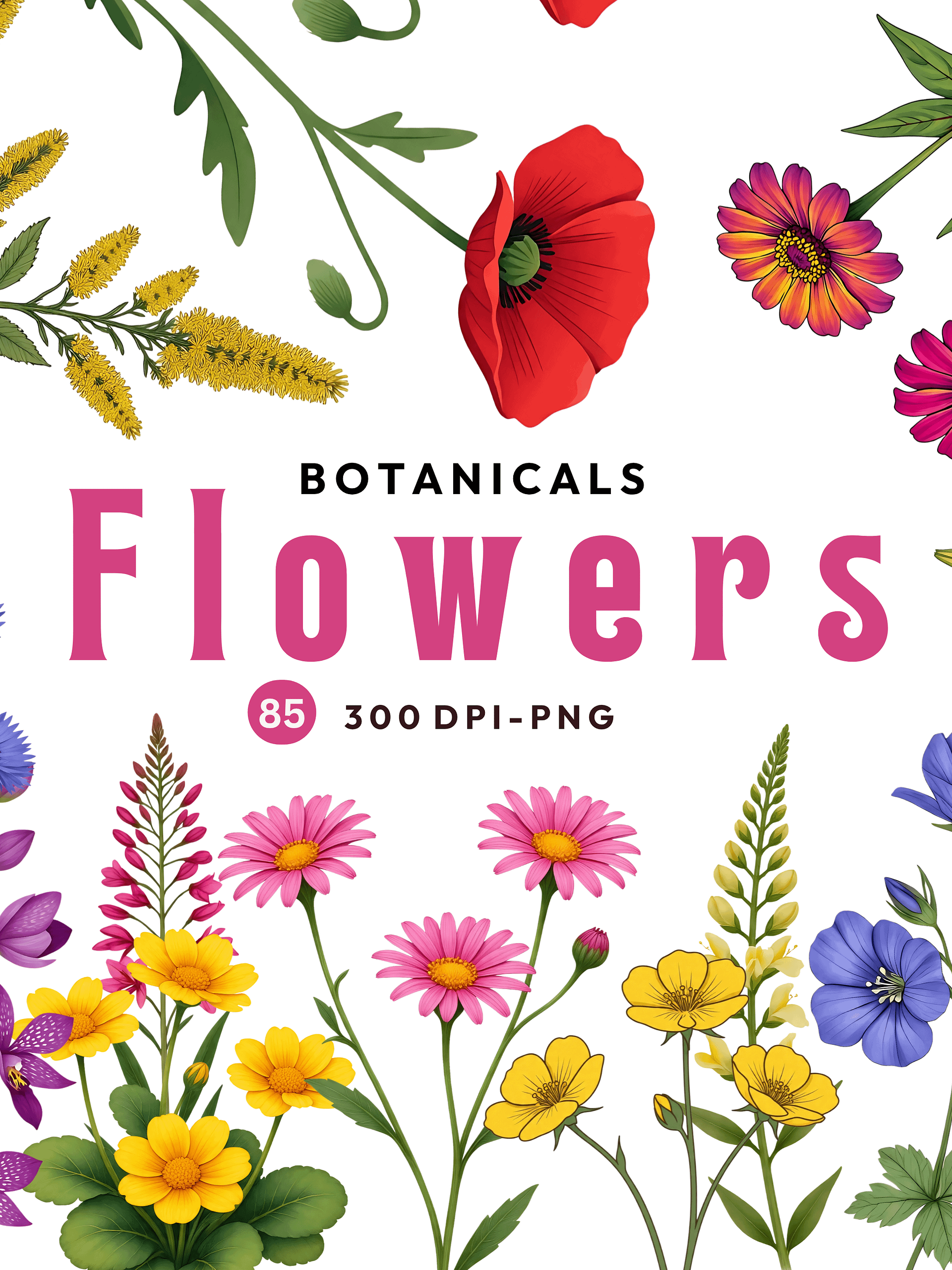 Botanical Wild Flowers Bundle | SVG, AI, PNG Clipart | Floral Designs Like on Etsy – Buy Direct & Save product image (1)