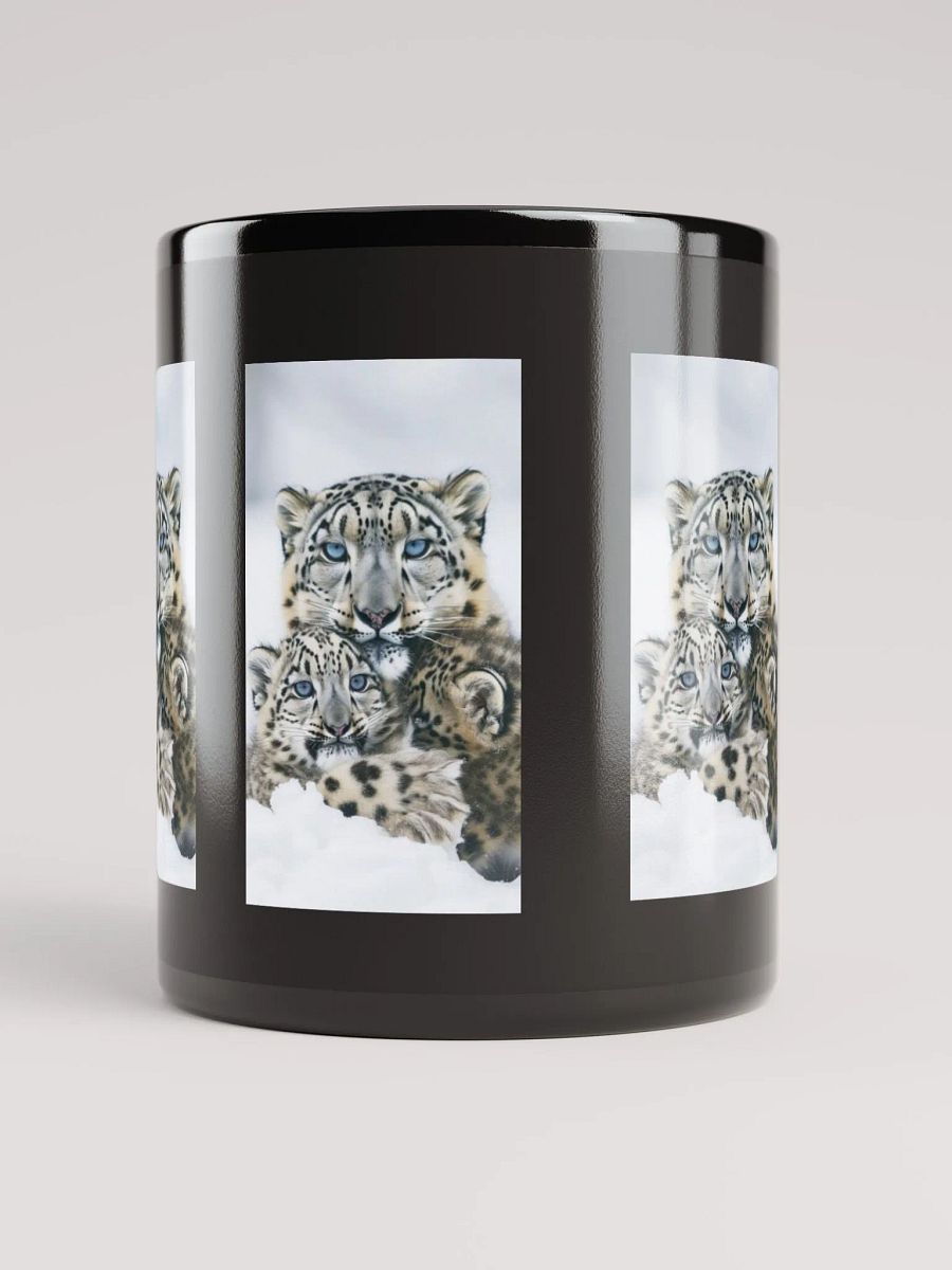Snow Leopard Cuddle Black Glossy Mug product image (10)