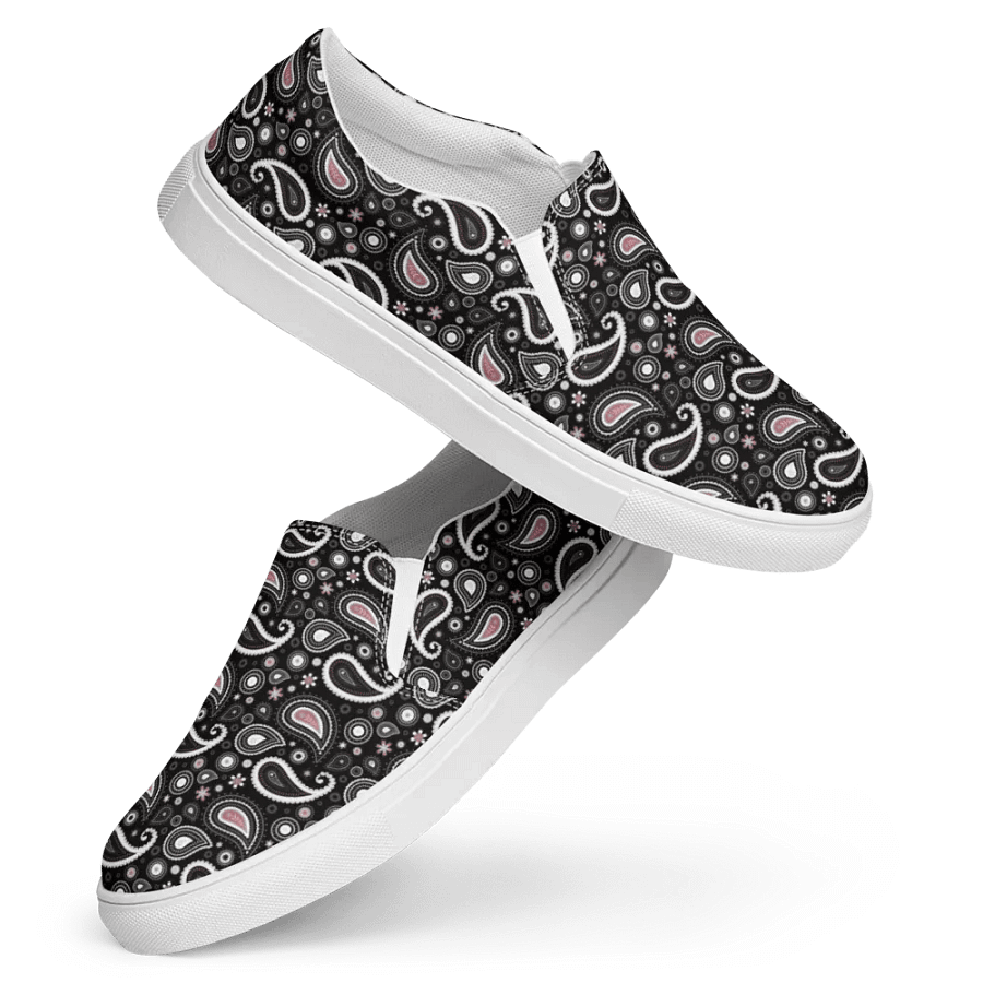 Black Paisley Dreams Men's Slip-On Shoes product image (12)