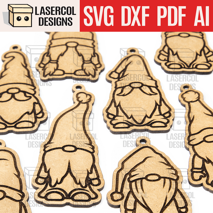 Christmas Gnomes Ornaments - Laser Cut Files product image (1)