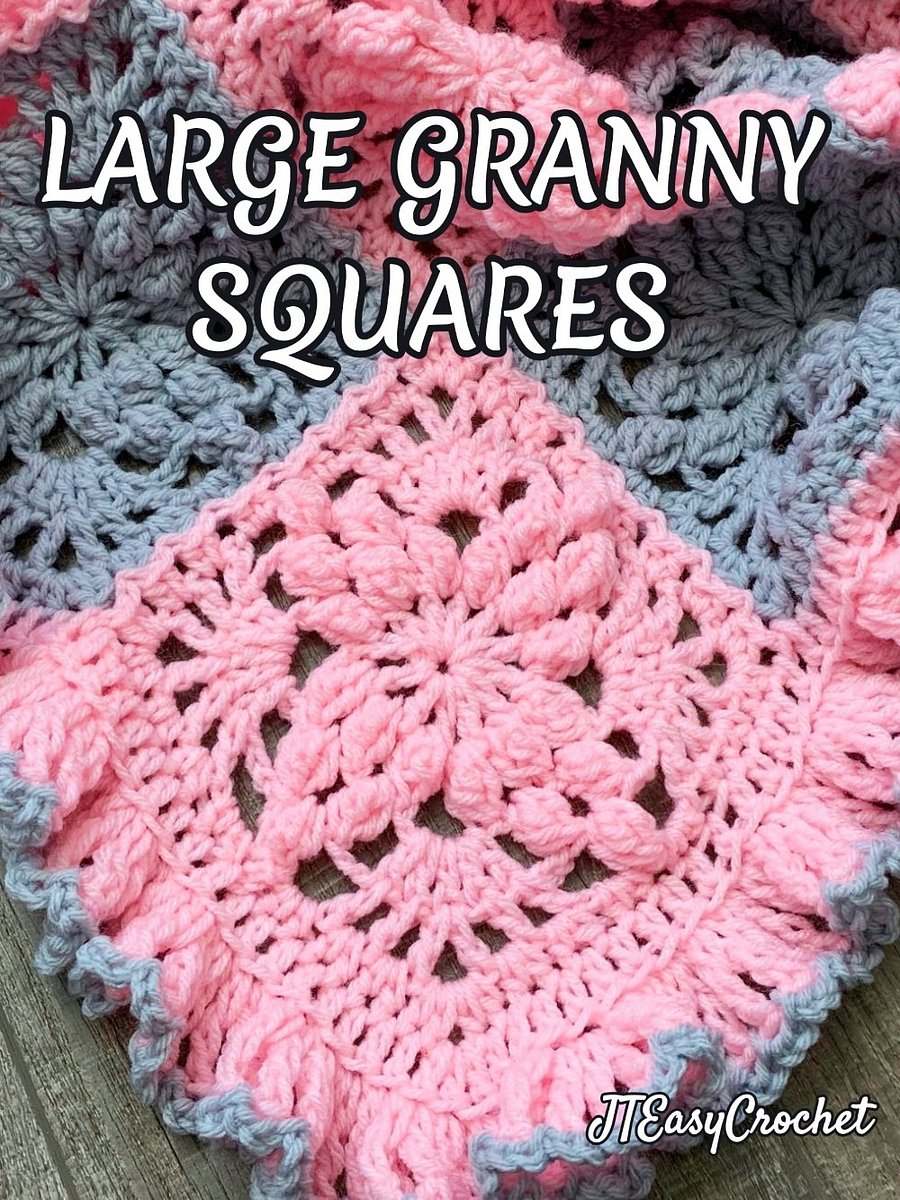Large Granny Square Baby Blanket CROCHET PATTERN, 3D Textured Throw Blanket Vintage Style product image (2)