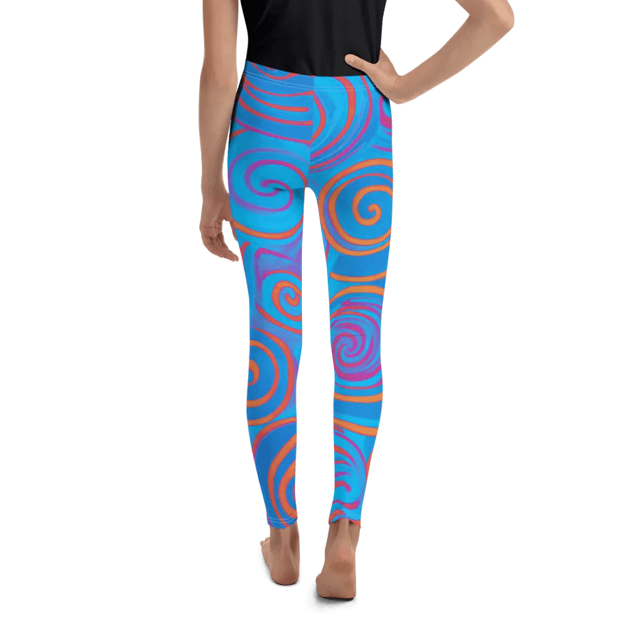 Funky Blue Dreams Liquid Tie-Dye Youth Leggings product image (2)