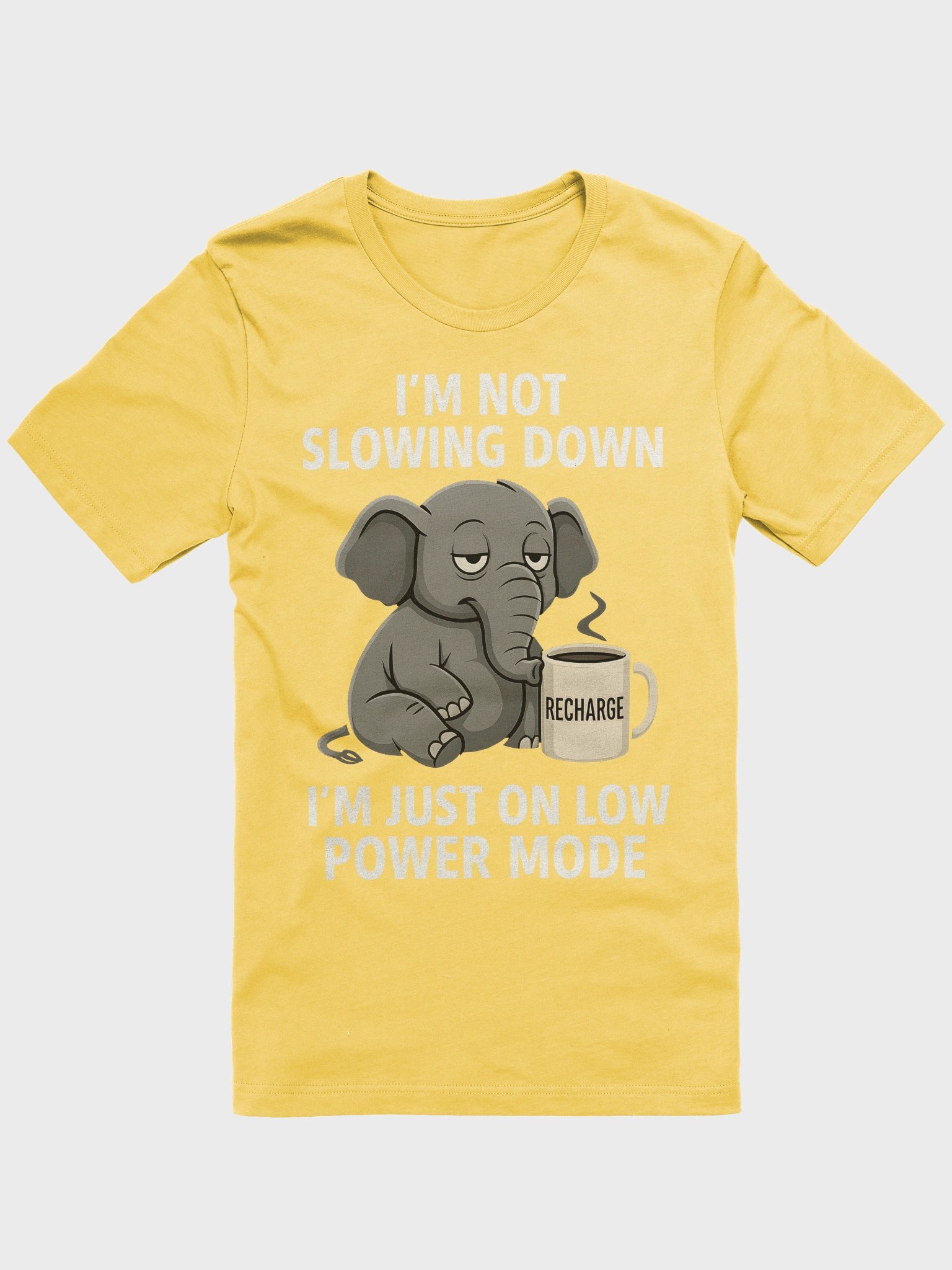 Funny Tired Elephant T-Shirt – “Low Power Mode” Lazy Humor Gift product image (2)
