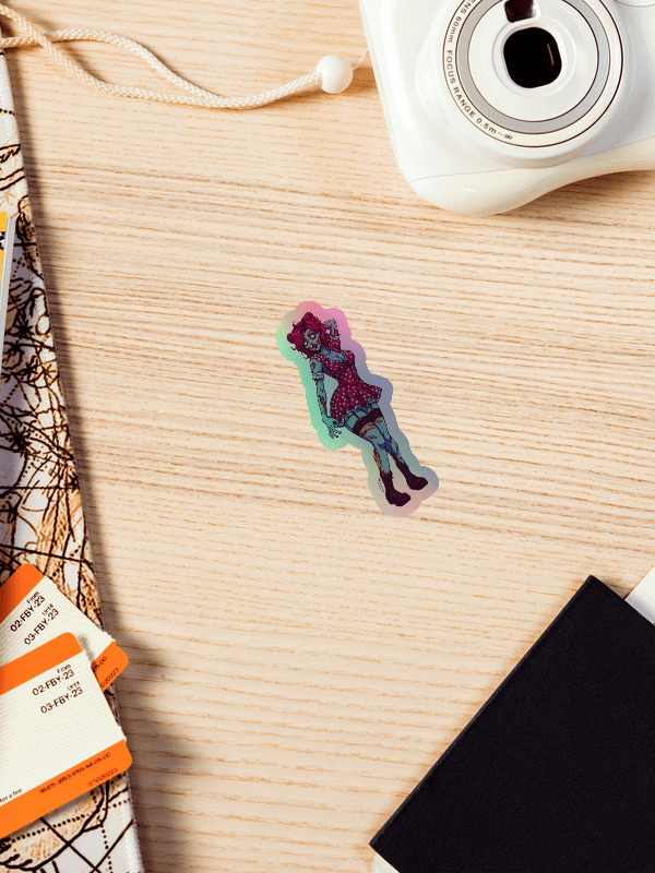 V2 Zombie Pinup Kiss Cut Holographic Sticker product image (2)