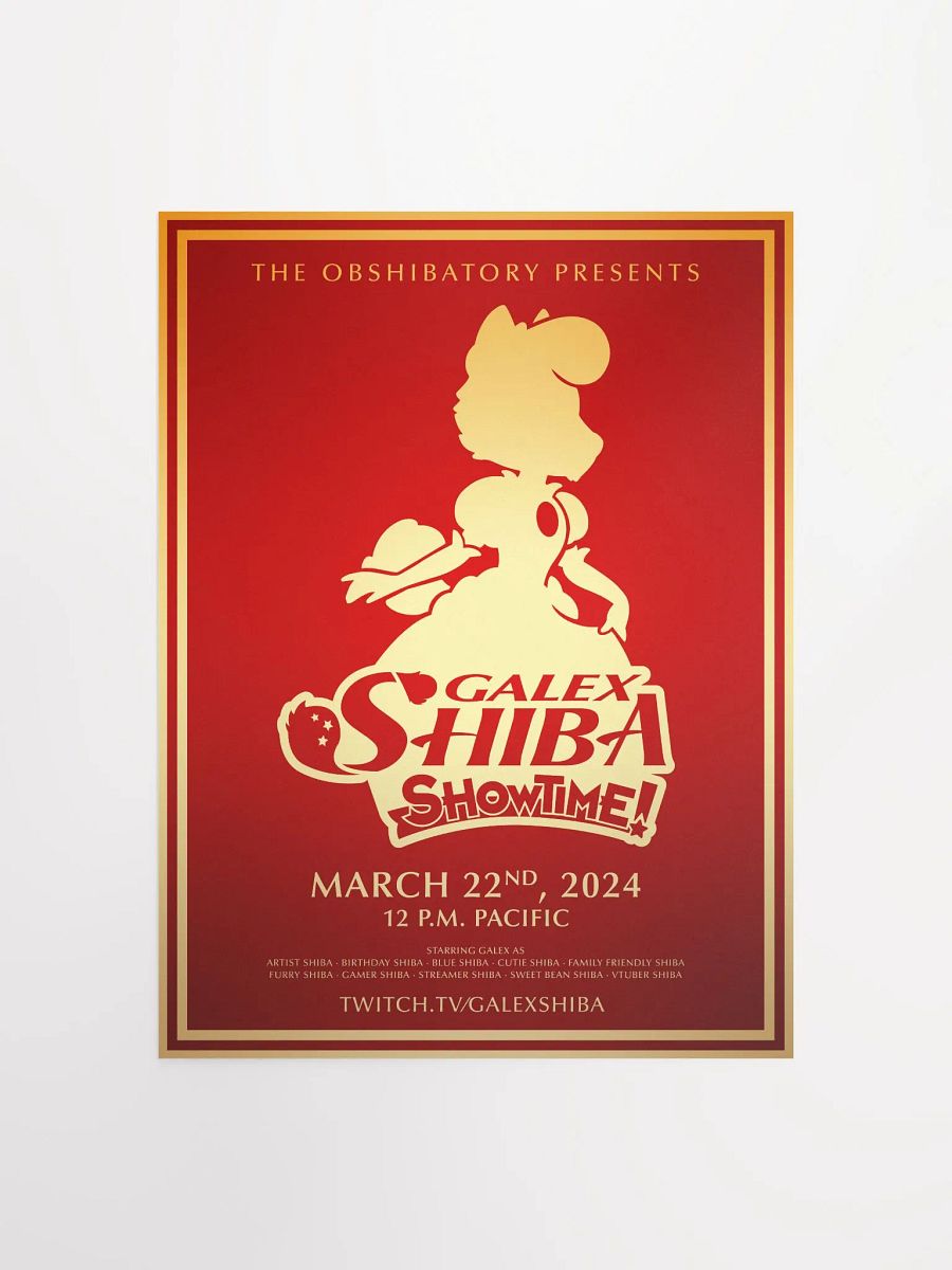 Galex Shiba Showtime Poster - Red Unframed product image (1)