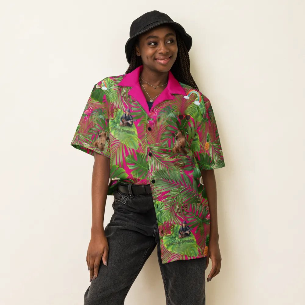 hawaiian shirt w/exclusive tropical pattern on flamingo product image (4)