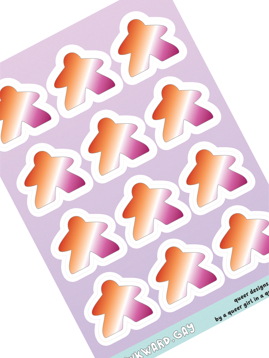 Lesbian Pride Gradient Meeple Sticker Sheet product image (1)