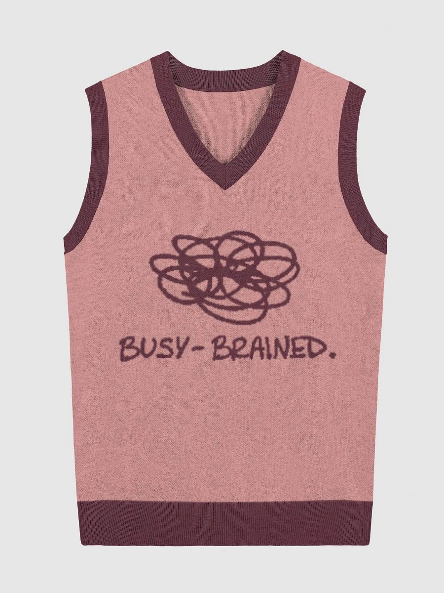 BUSY-BRAINED (lg. design, duotone maroon) knitwear vest product image (3)