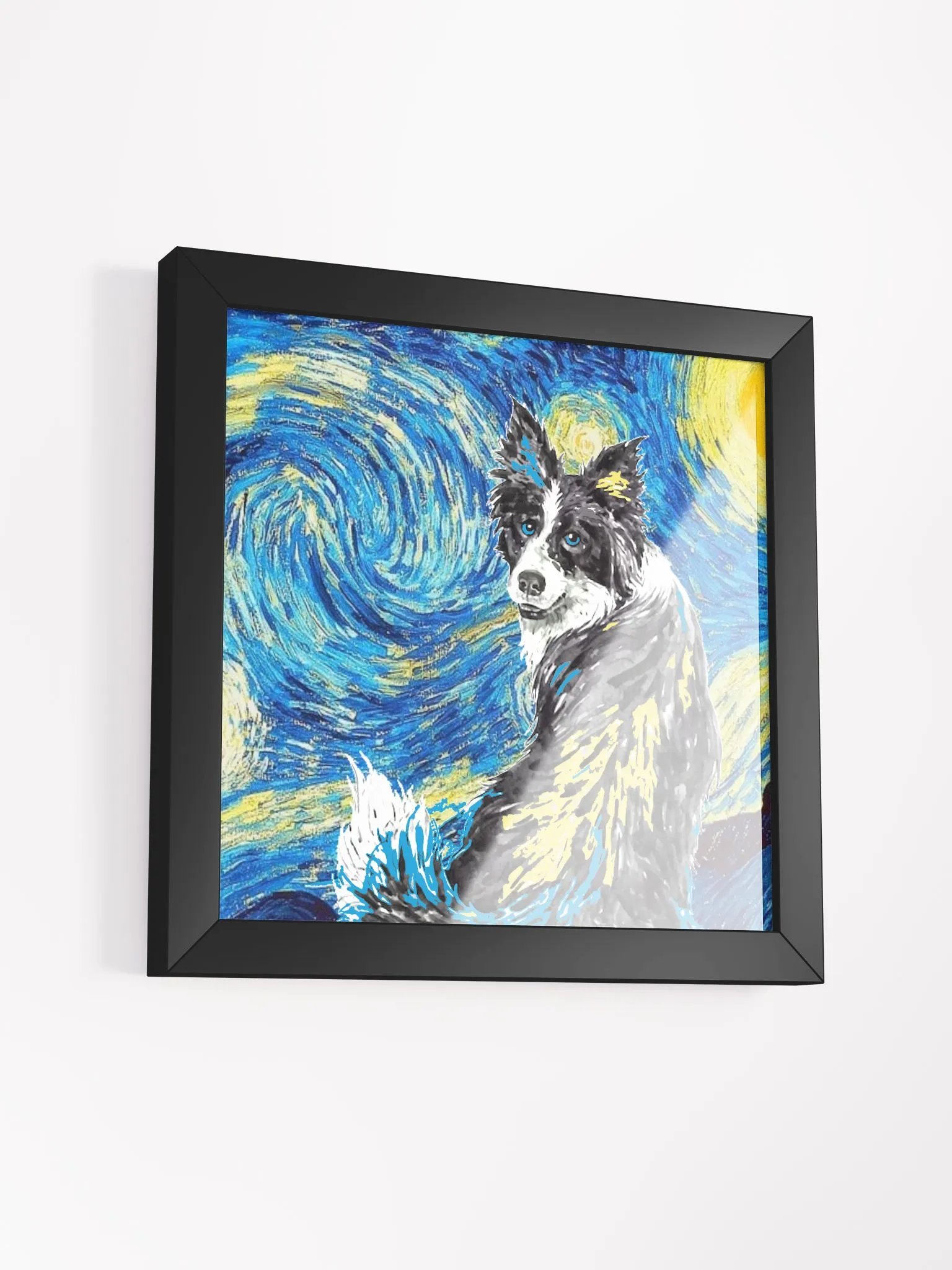 Border Collie Surrealism Starry Night Framed Wall Art product image (3)