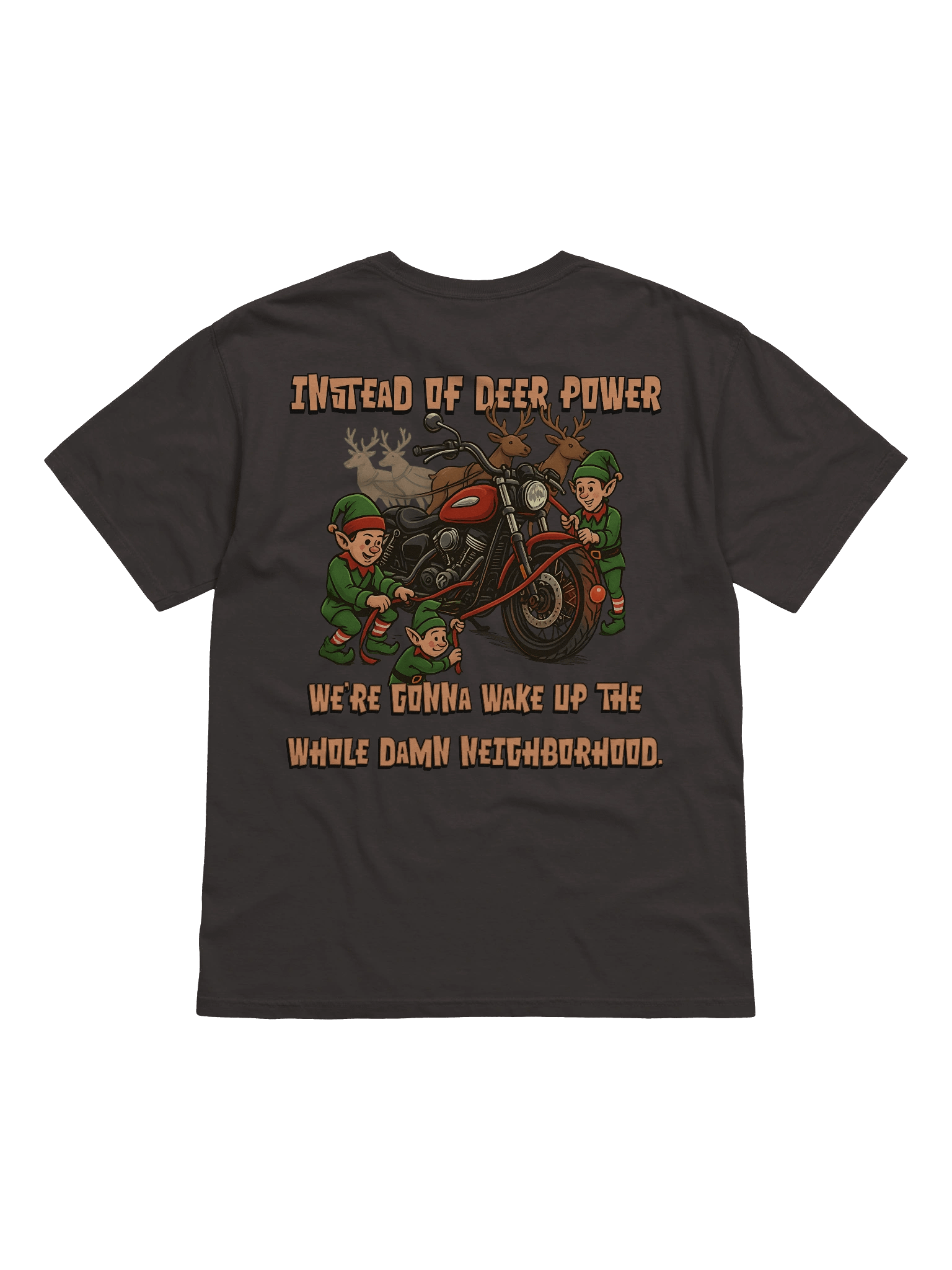 Throttle & Iron “Reindeer Power” Holiday Tee — Neighborhood Edition (Pocket Design) product image (3)