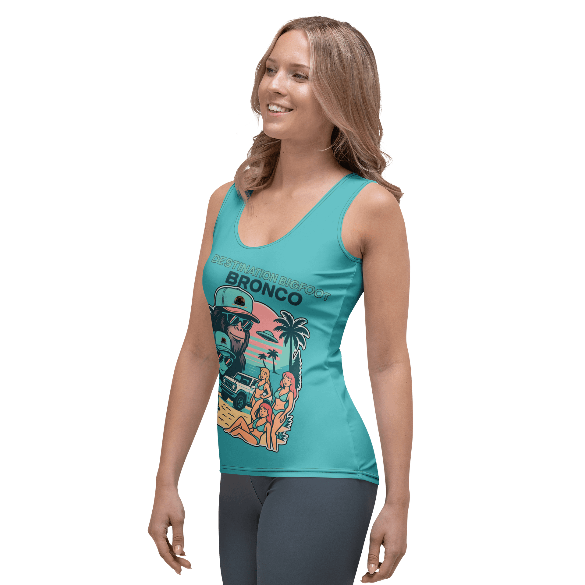 Destination Bigfoot Bronco Legends Of Sunset Slanted Best Friend's Women's Tank (Dark Turqouise) product image (3)