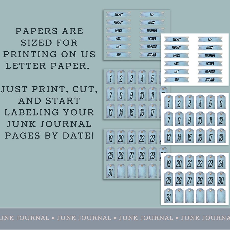 Bluebell - Printable Tags Months & Dates product image (3)