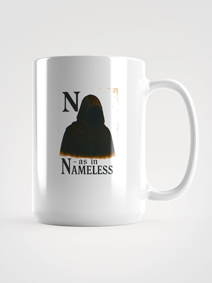 N as in nameless white glossy mug by dark alphabet product image (1)