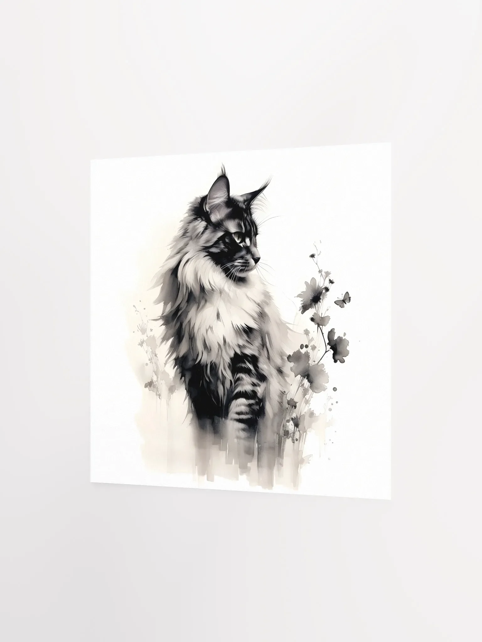 Maine Coon Floral Ink Poster product image (2)