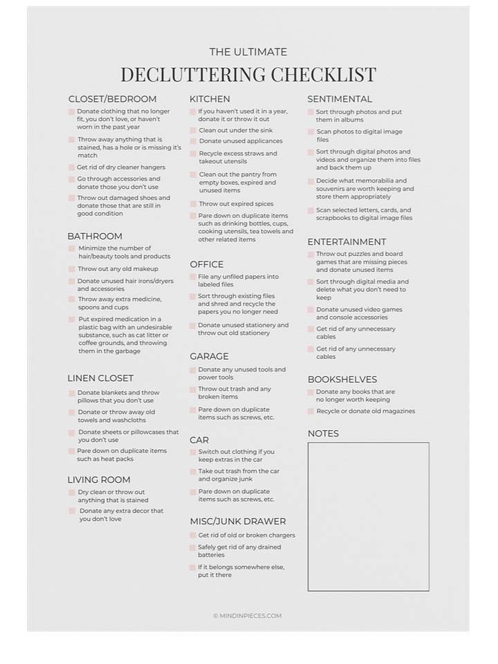FREE Ultimate Decluttering Checklist Printable Digital Download product image (2)
