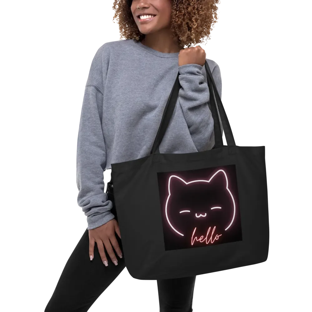 Neon Hello Cat Tote Bag product image (5)