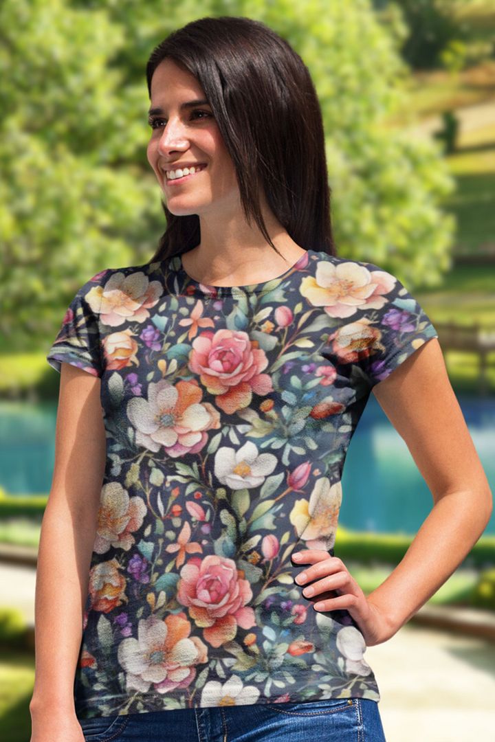 Floral Pattern All Over Print T-shirt product image (1)