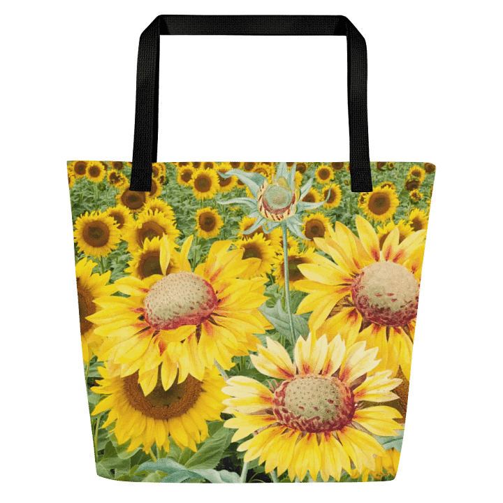 Big printed tote bag with summer yellows in sunflower design product image (1)