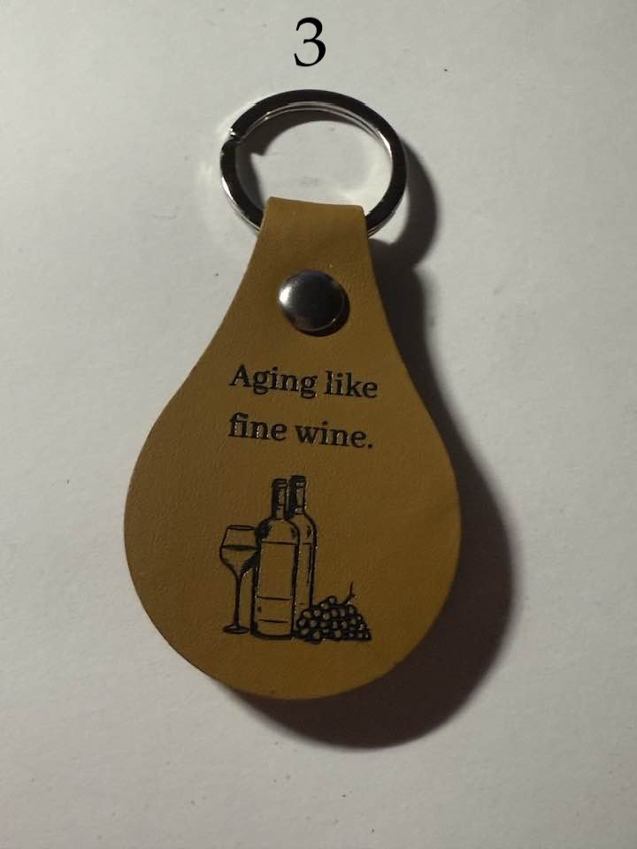 Leather Engraved Keychains – Animals, Sayings & Skull with Snake | Handmade Gift | Choose Design product image (3)