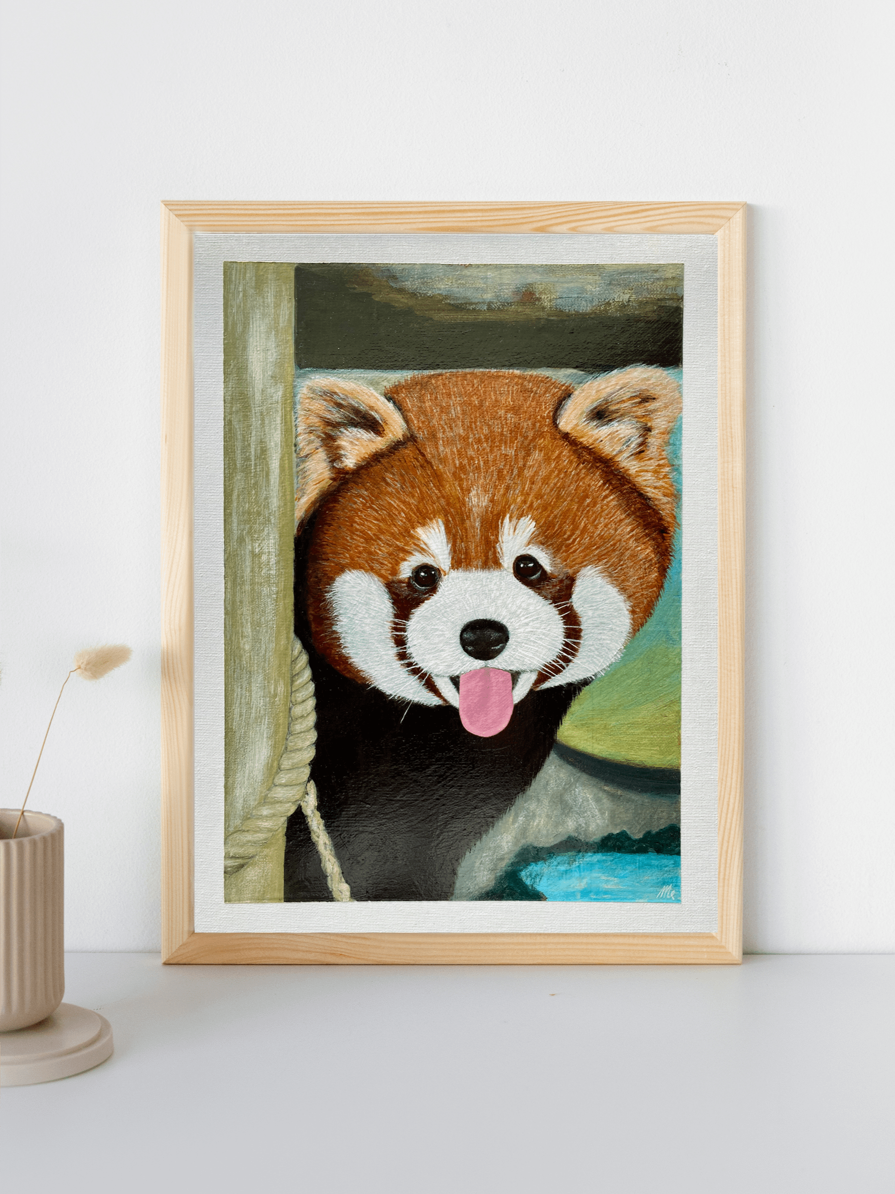 Peek-A-Boo Red Panda Painting – Original Acrylic Wildlife Art product image (2)