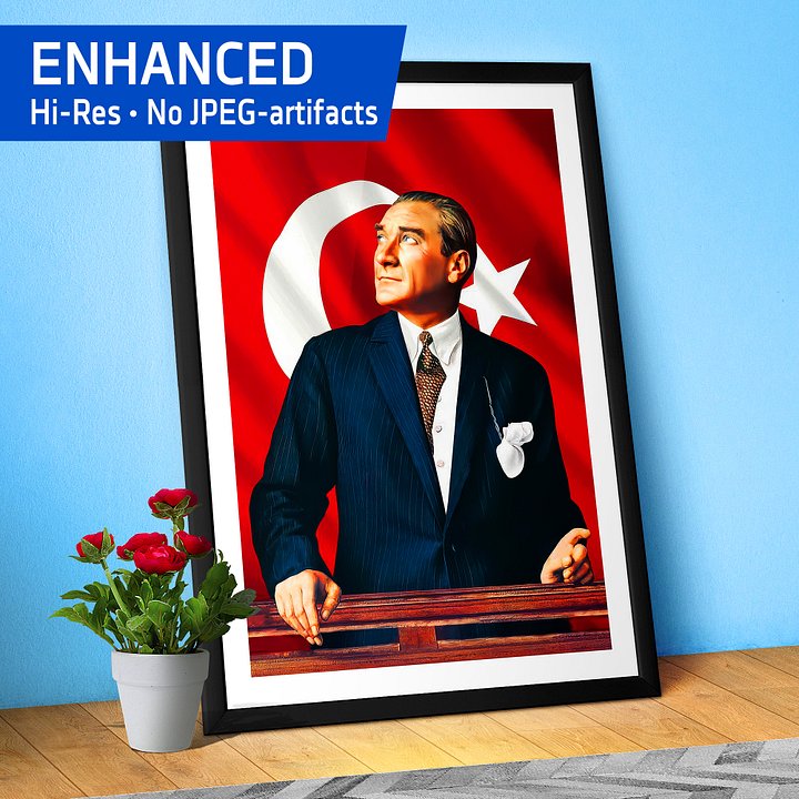 Ataturk Poster with border, Turkey art — Mustafa Kemal Ataturk print product image (1)