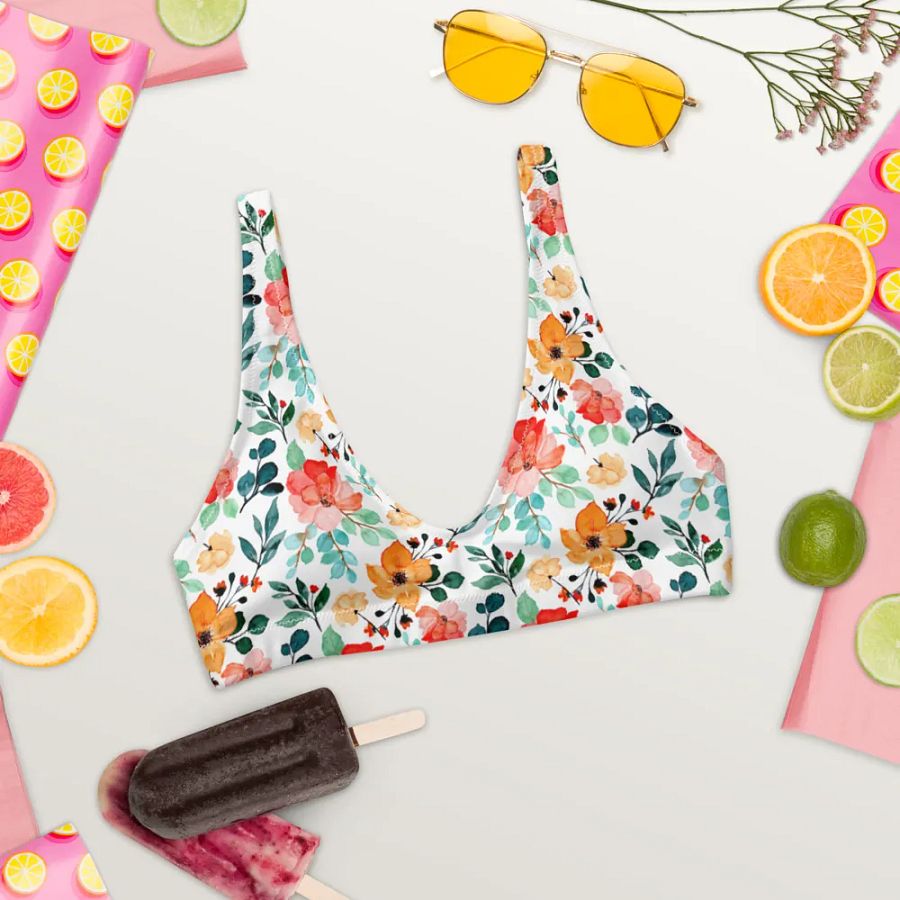 Watercolour Floral Pattern Padded Bikini Top product image (6)