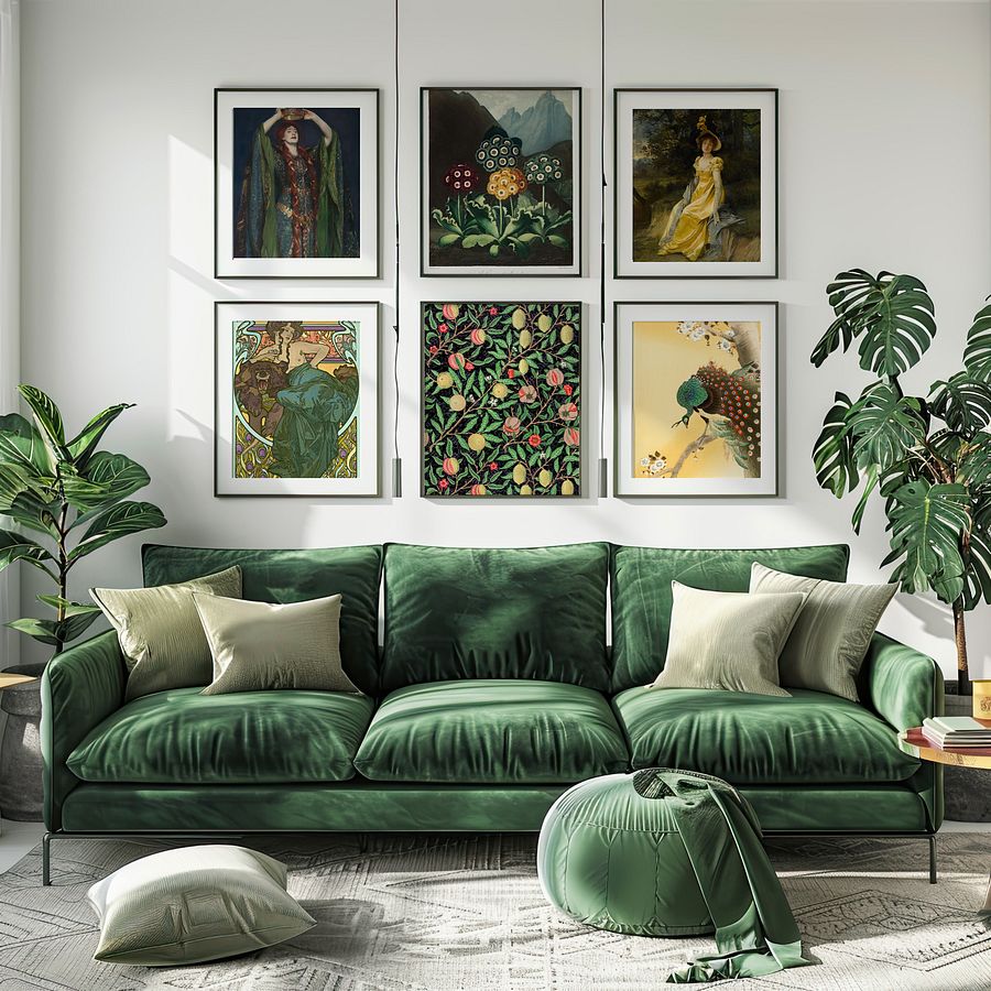 Yellow& Emerald Green Vintage Gallery Wall Set of 9 DIGITAL Prints product image (3)