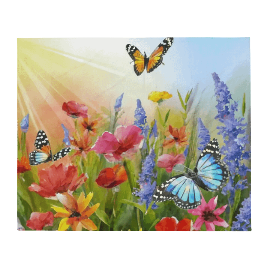 Discover the Beauty of Nature with Our Colorful Flowers & Butterflies Throw Blanket product image (3)
