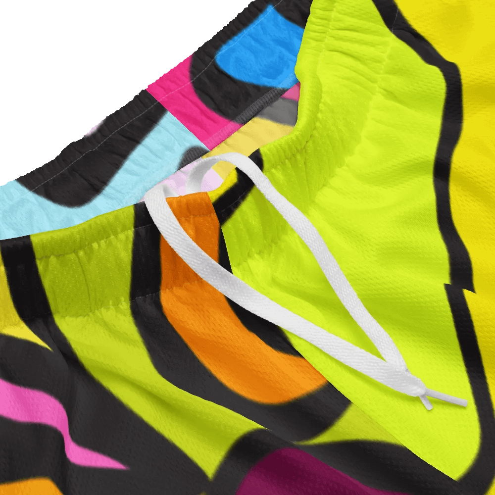 Vibrant Mesh Shorts: Abstract Harmony - Wave at Sunset product image (4)
