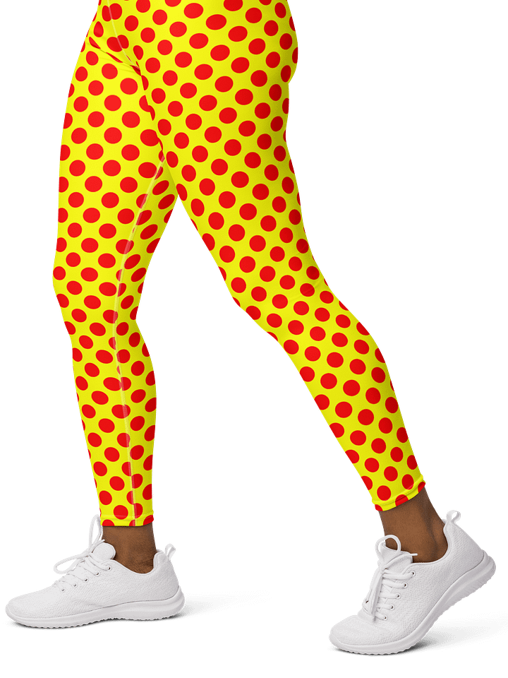Red Polka Dots on Yellow Yoga Leggings product image (2)