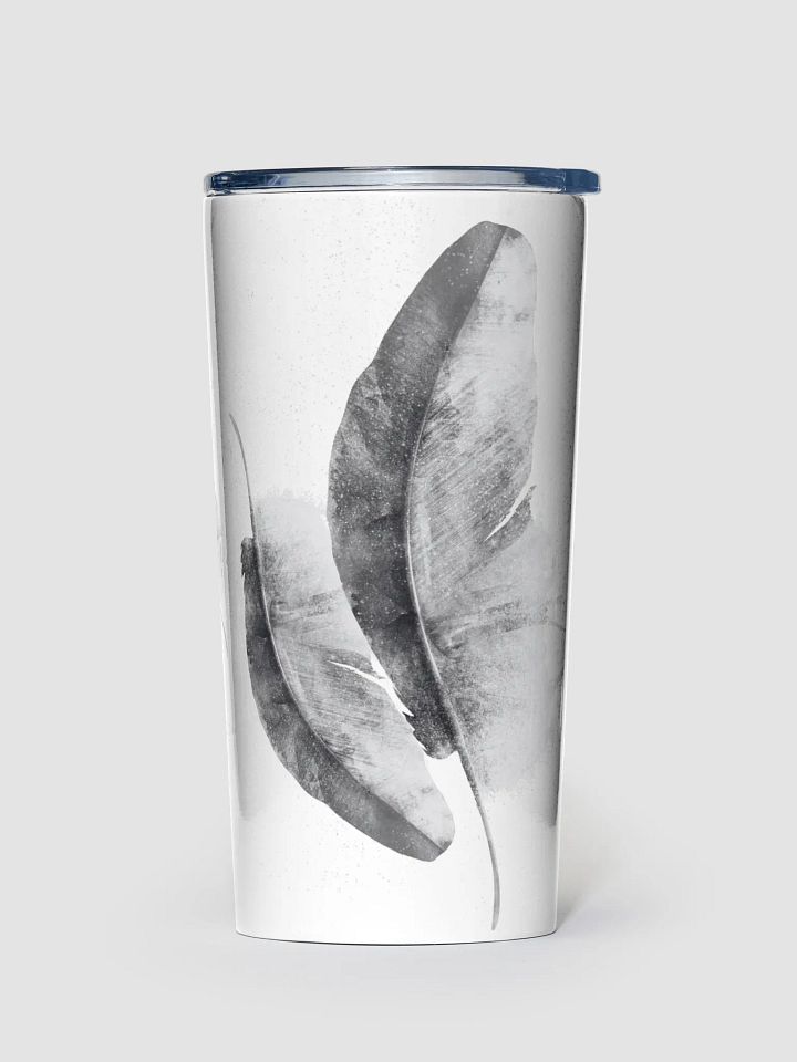 Feather black and white Whispers 20oz Stainless Steel Tumbler gift for minimalists entertainers friend colleagues product image (1)