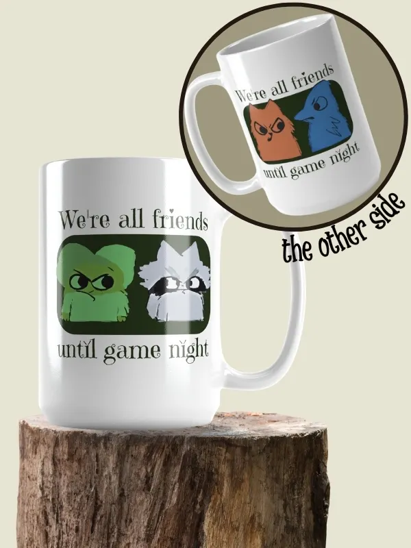 Root Factions Mug for Board Gamers, large 15 oz. Coffee Cup Were All Friends Until Game Night product image (1)