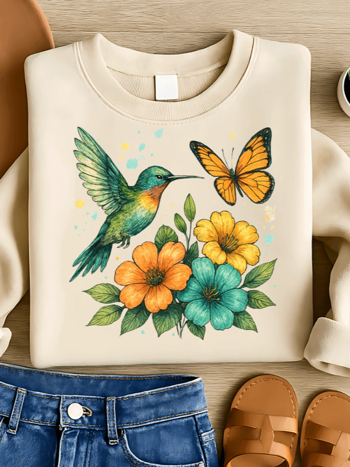 Hummingbird Spring Sublimation PNG – Delicate Bird Clipart for T-Shirts – Vibrant & Fresh Seasonal Design – 300 DPI Instant Digital Download product image (1)