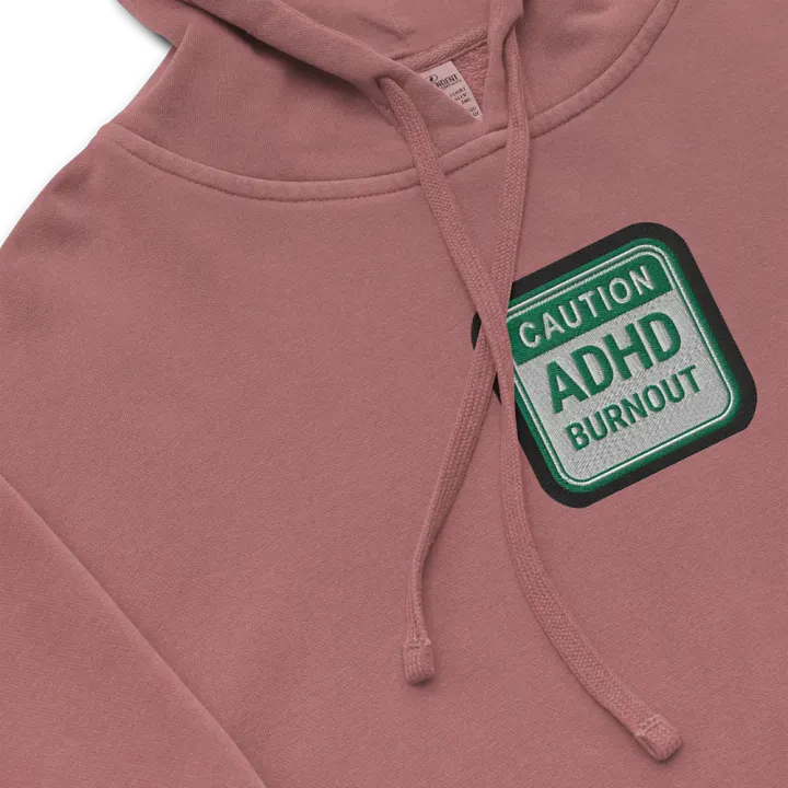 CAUTION: ADHD BURNOUT embroidered pigment hoodie (green bubble design) product image (1)