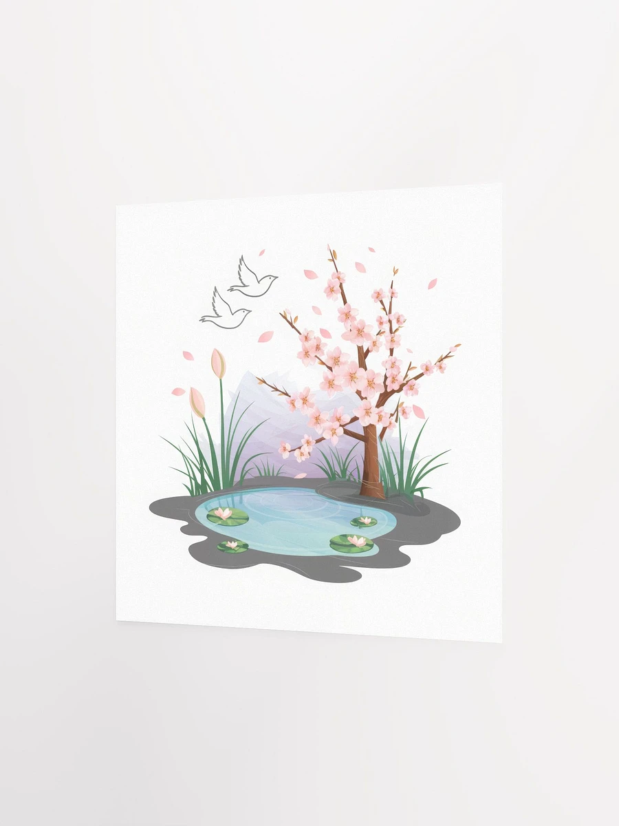 Cherry Blossom Pond Serenity Watercolor - Poster product image (2)