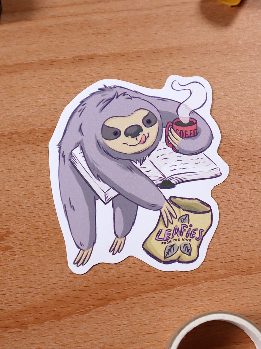 sticker : booklover sloth product image (2)
