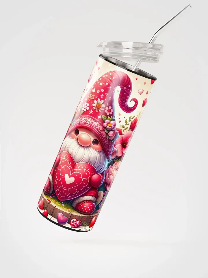 Valentine's Gnome Hearts & Flowers Stainless Steel Tumbler: Gifting Love product image (2)