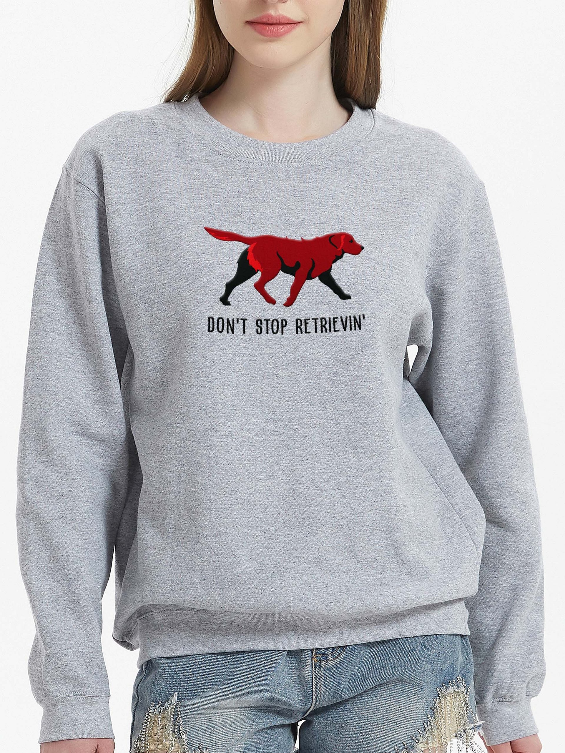 Don't Stop Retrievin' Sweatshirt (Embroidered) of a Chesapeake Bay Retriever(Brown) product image (2)