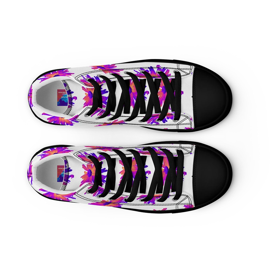 Abstract Pink Floating Daisy Flower Women's Black Toe High Top Canvas Shoes product image (52)