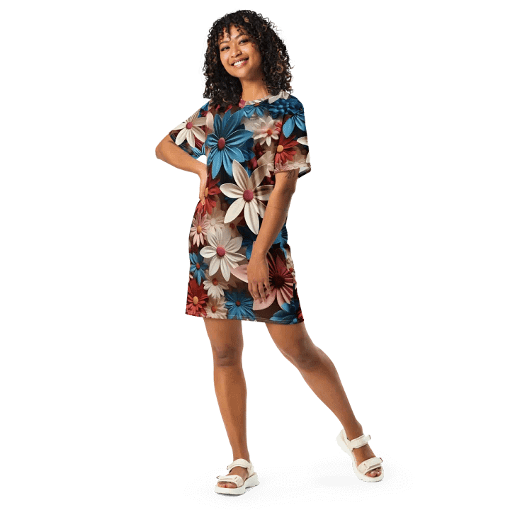 3D-Ditsy-Flowers-Seamless-Patterns T-shirt Dress - V7 product image (1)