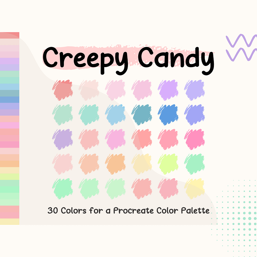 Creppy Candy Procreate Color Palette with HEX Codes ★ DIGITAL ★ product image (1)
