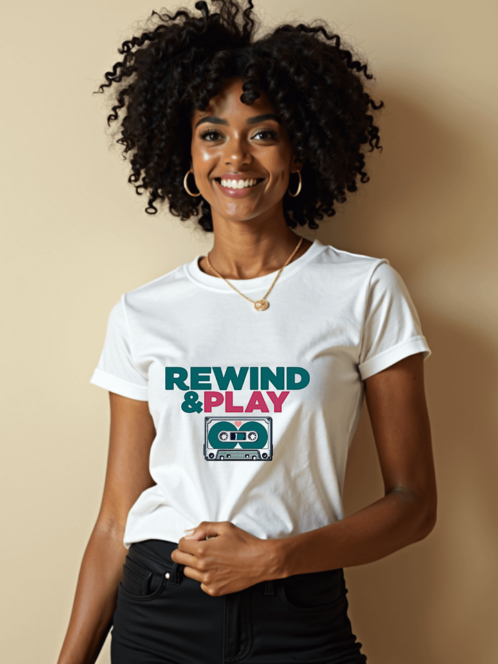 Rewind & Play Cassette Tape T-Shirt product image (1)