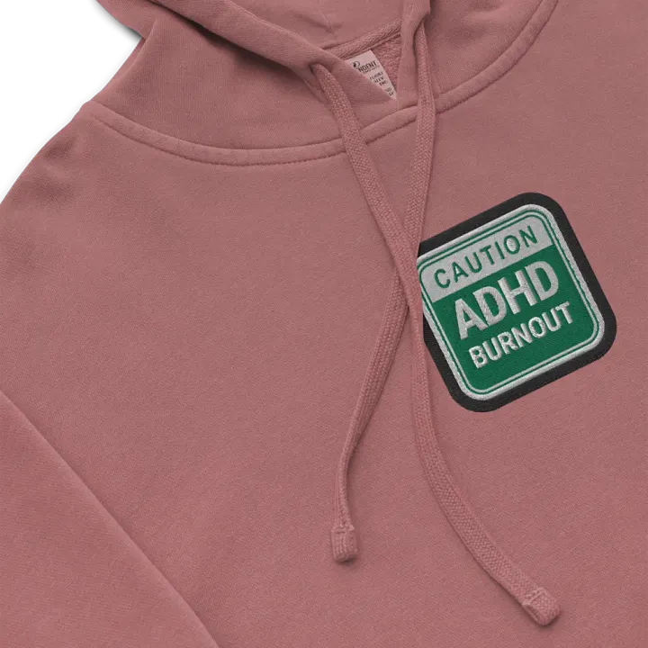 CAUTION: ADHD BURNOUT embroidered pigment hoodie (green bubble design 2) product image (1)