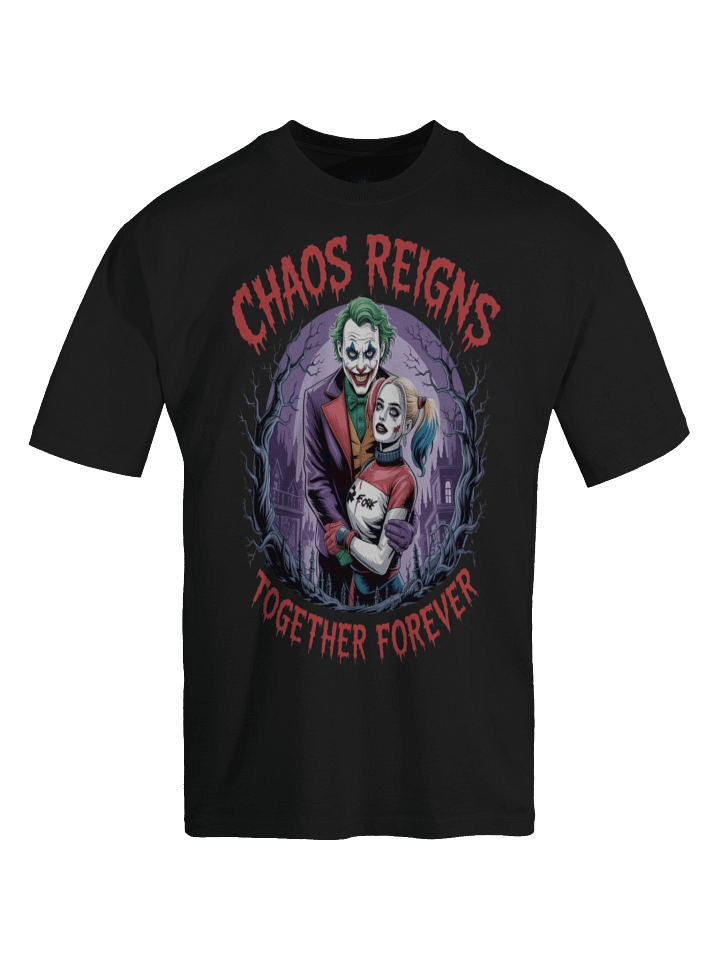 Joker & Harley Quinn 'Chaos Reigns Together Forever' Oversized Faded T-Shirt product image (1)