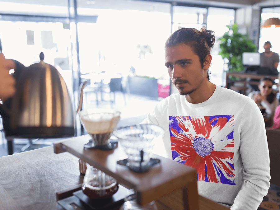 Navy, Red and White Daisy on Navy Abstract Background Unisex Sweatshirt product image (4)