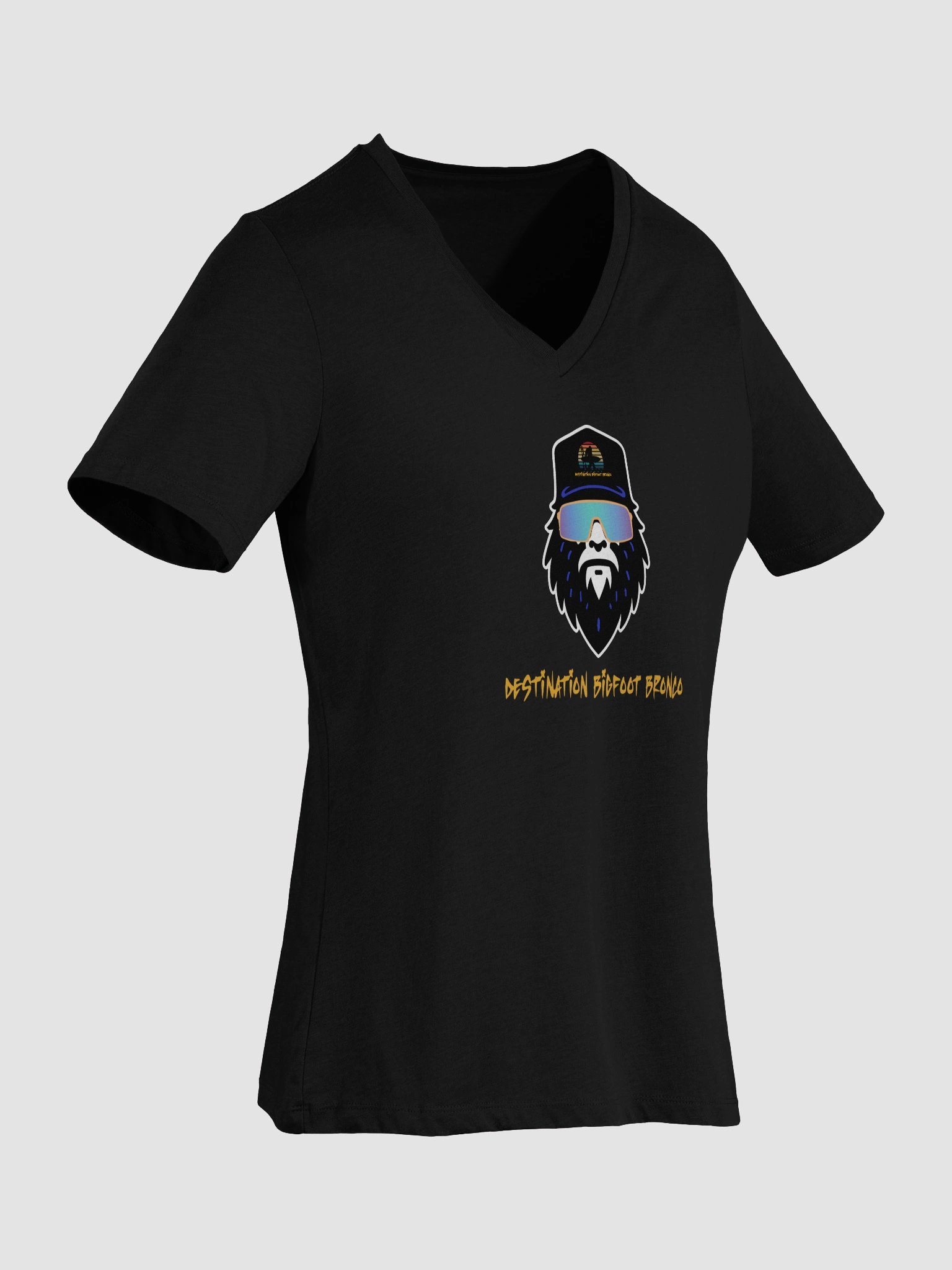 Destination Bigfoot Bronco Bigfoot Logo Bella+Canvas Women's Relaxed V-Neck T-Shirt (Black) product image (7)