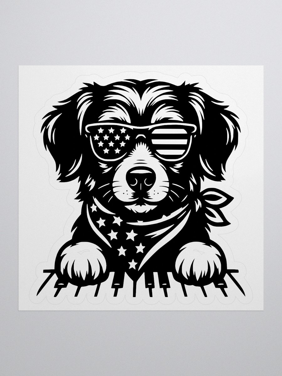 Patriotic Piano Pup in Bandana | Border Collie Sticker product image (1)