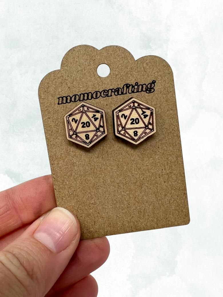 D20 Dice Stud Earrings (Maple) product image (1)
